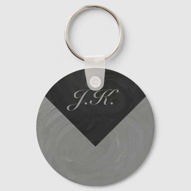 Slate Gray Monogram Keychain (Front)