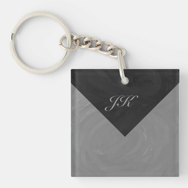 Slate Gray Monogram Keychain (Front)