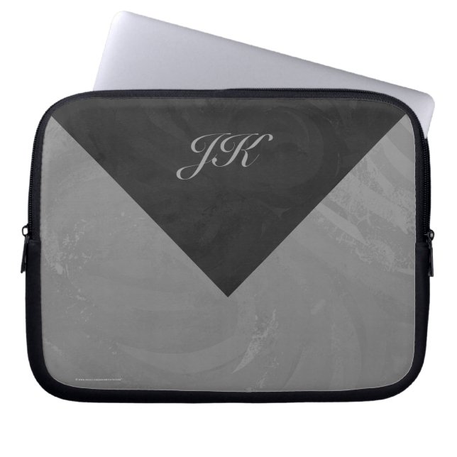 Slate Gray Monogram Laptop Sleeve (Front)