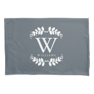 Slate Gray Monogrammed Pillow Case