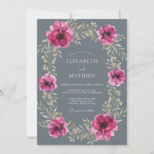 Slate Gray Moody Romantic Wedding Invitation