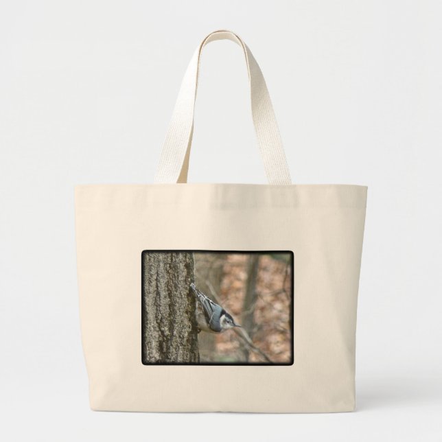 Slate Gray Nuthatch Songbird Coordinated Items Large Tote Bag (Front)