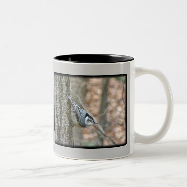 Slate Gray Nuthatch Songbird Coordinated Items Two-Tone Coffee Mug (Right)