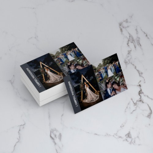 Slate Gray Photo Collage Professional Photographer Business Card