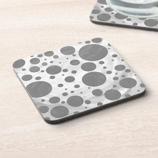 Slate Gray Polka Dot Pattern Beverage Coaster (Left Side)
