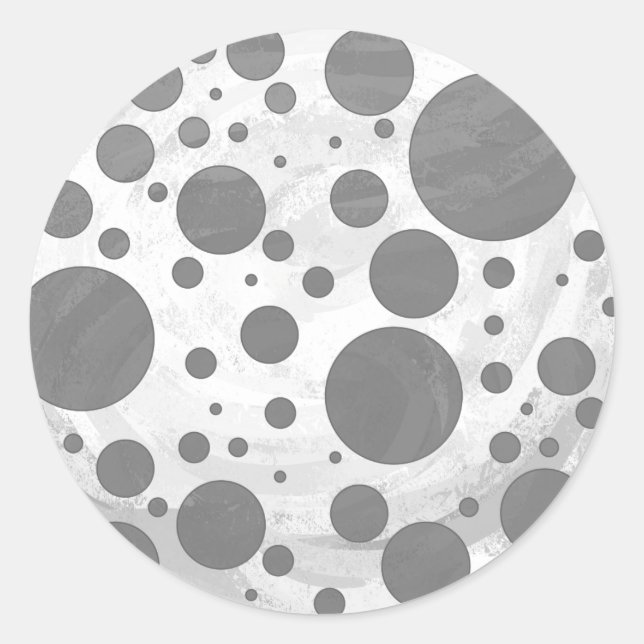 Slate Gray Polka Dot Pattern Classic Round Sticker (Front)