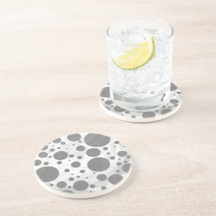 Slate Gray Polka Dot Pattern Drink Coaster