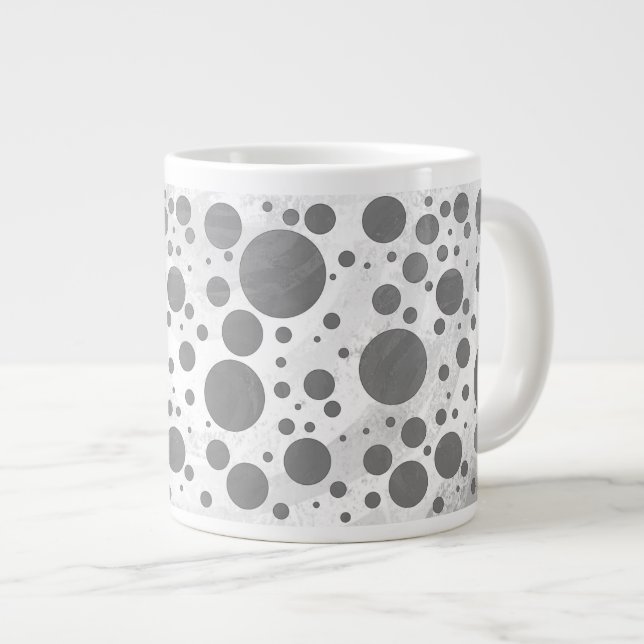 Slate Gray Polka Dot Pattern Large Coffee Mug (Front Right)