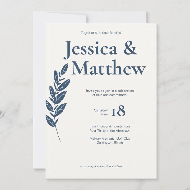 Slate Gray Rustic Chic All-in-One Wedding Invitation (Front)