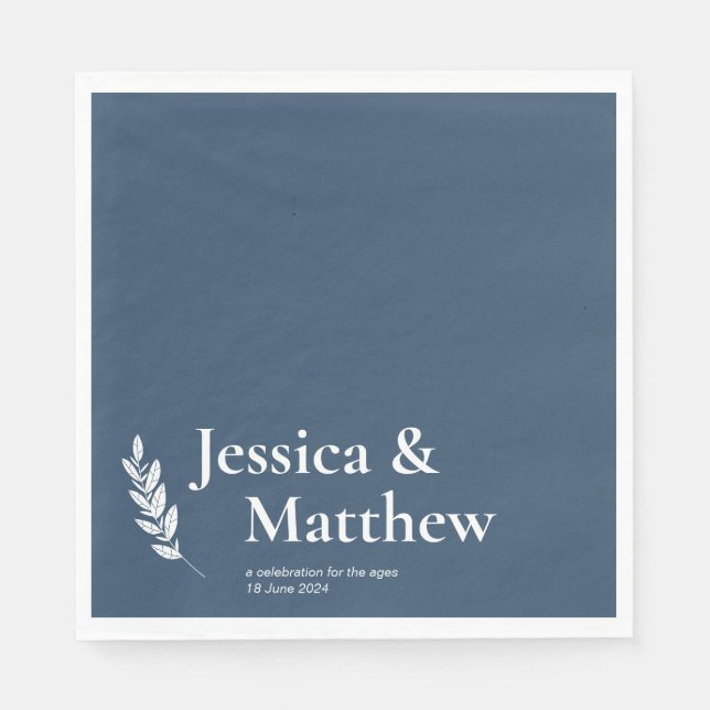 Slate Gray Rustic Chic Wedding Napkins (Front)