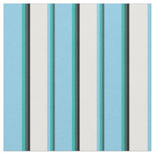 Slate Gray, Sea Green, Sky Blue, White & Black Fabric