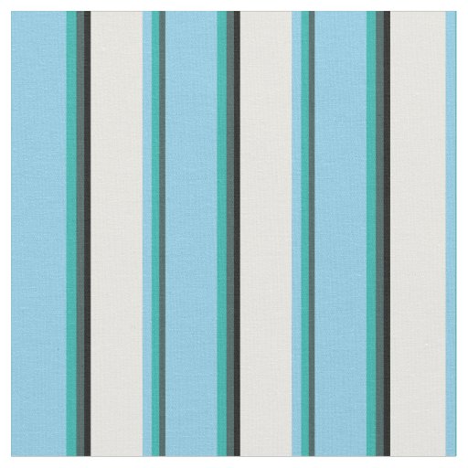 Slate Gray, Sea Green, Sky Blue, White & Black Fabric