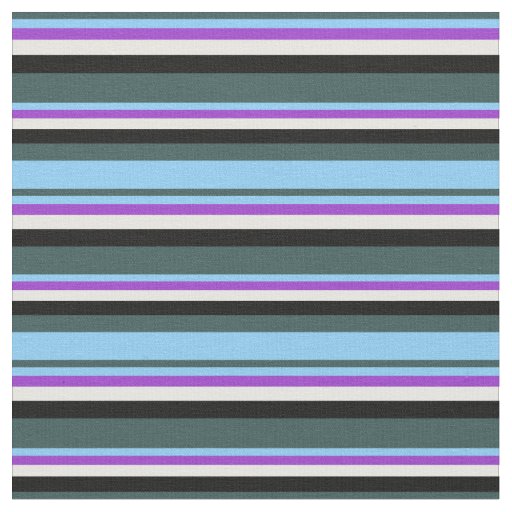 Slate Gray, Sky Blue, Dark Orchid, White & Black Fabric