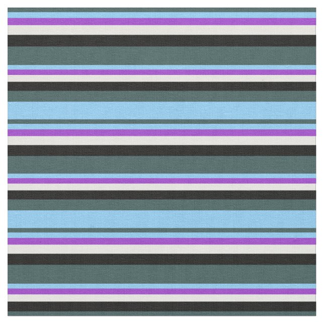 Slate Gray, Sky Blue, Dark Orchid, White & Black Fabric (Close Up)