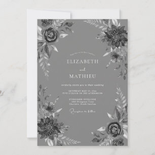 Slate Gray Sophisticated Formal Wedding Invitation