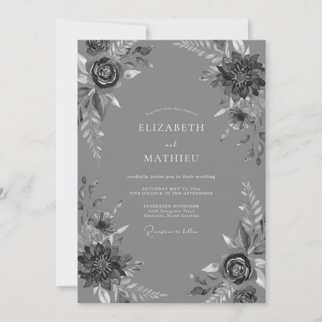 Slate Gray Sophisticated Formal Wedding Invitation (Front)