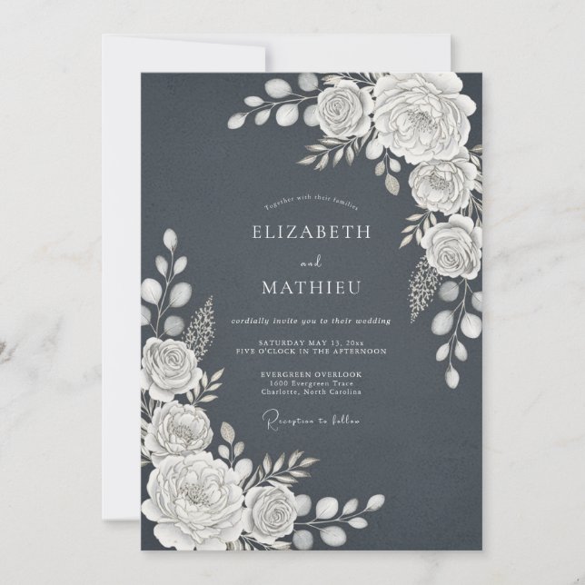 Slate Gray Sophisticated Winter Wedding Invitation (Front)
