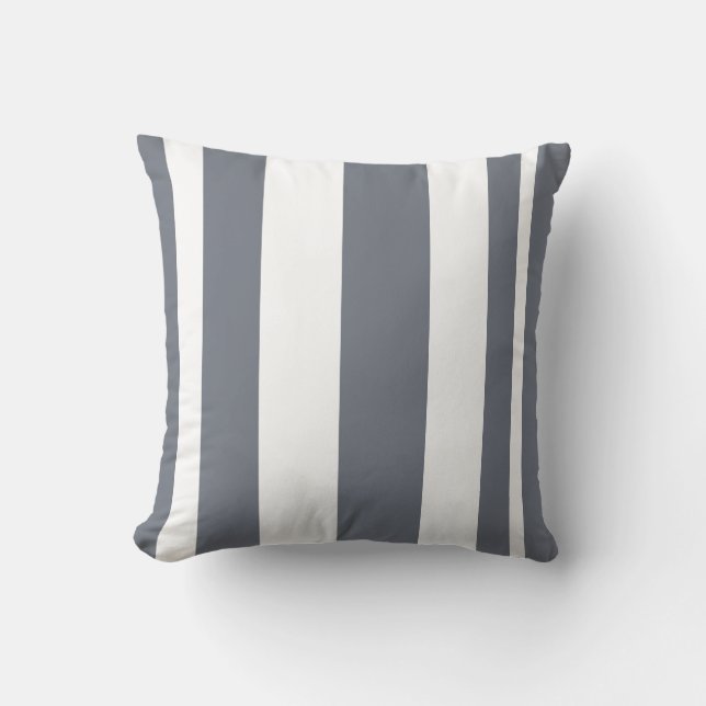 Slate Gray Striped throw pillow (Front)