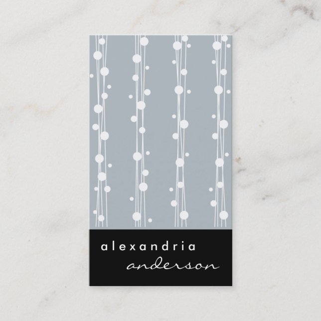 Slate Gray Stylish Dots and Straw Business Cards (Front)