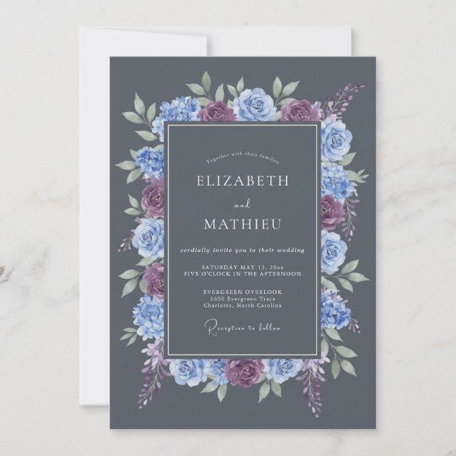 Slate Gray Sublime Winter Wedding Invitation (Front)