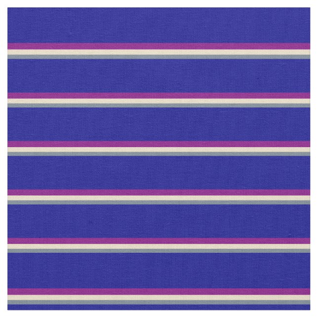 Slate Gray, Tan, Purple & Dark Blue Pattern Fabric (Close Up)