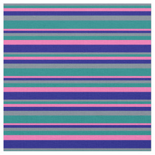 Slate Gray, Teal, Hot Pink, and Blue Pattern Fabric