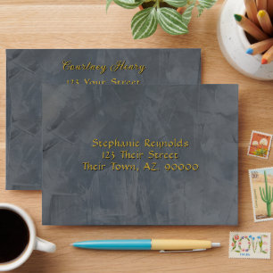 Slate Gray Textured Marble Gold Envelope – Luxury