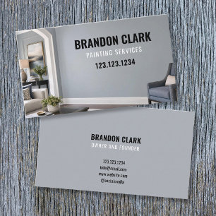 Slate Gray Toned Living Room Interior Painting Business Card