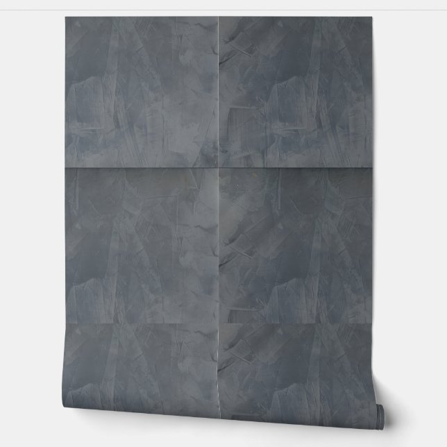 Slate Gray Venetian Plaster Tile Wallpaper (Unrolling)
