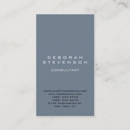 Slate Gray Vertical Charming Business Card