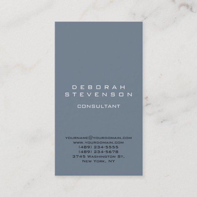 Slate Gray Vertical Charming Business Card (Front)