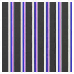 Slate Gray, Violet, Blue, White & Black Stripes Fabric