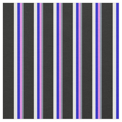 Slate Gray, Violet, Blue, White & Black Stripes Fabric