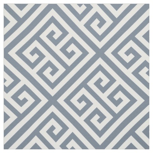 Slate Gray White Med Greek Key Diag T Pattern #1 Fabric