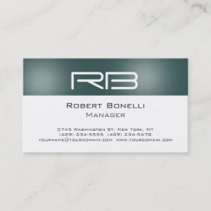 Slate Gray White Monogram Manager Business Card