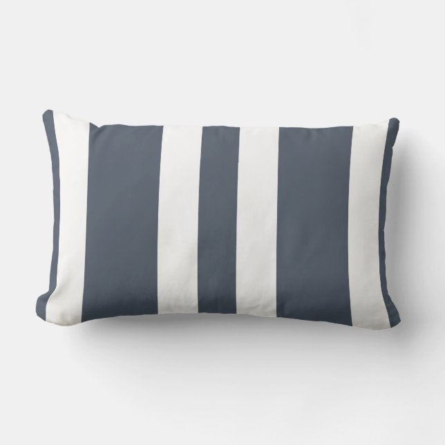 Slate Gray & White Stripe Lumbar Pillow Gift (Front)