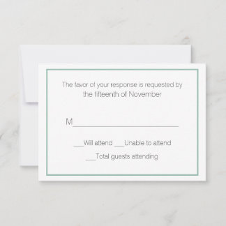 Slate Green and White Wedding Response Card