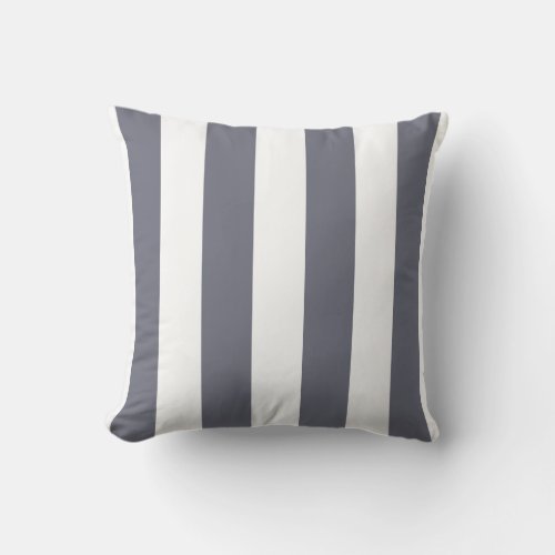 Slate Grey and White Striped Throw Pillow