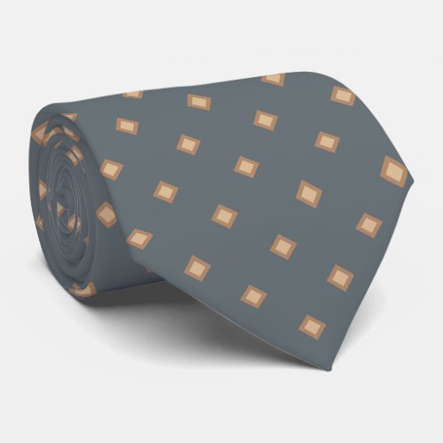 Slate Grey Coffee Latte Diamond Polka Dot Pattern Neck Tie