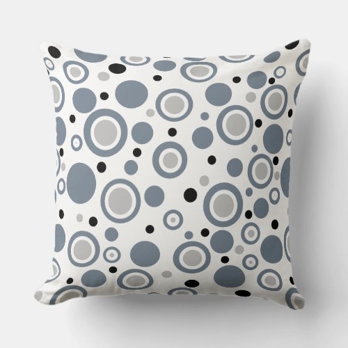 Slate Grey Geometric Circles Throw Pillow