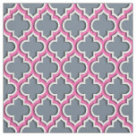 Slate Grey, Hot Pink Moroccan Quatrefoil #5DS Fabric