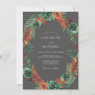 Slate Grey Intense Fall Wedding Invitation