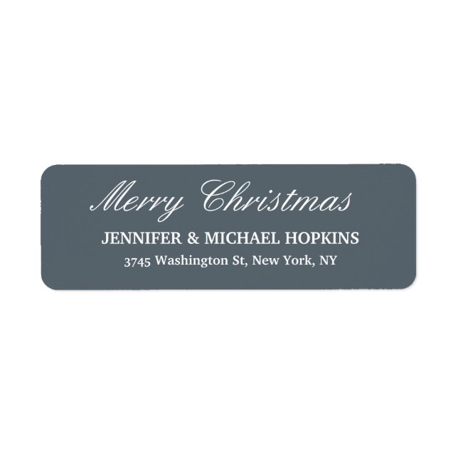 Slate Grey Merry Christmas Message Family Sheet Label (Front)