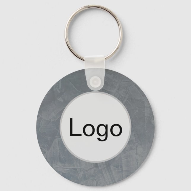 Slate Grey Venetian Plaster Logo Monogram Keychain (Front)