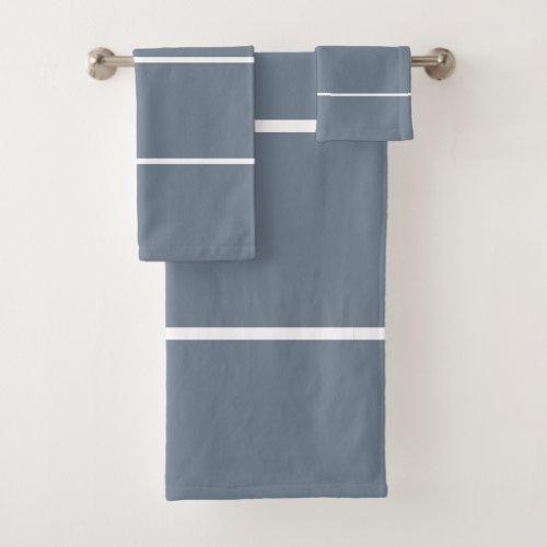 Slate Grey White Geometric Lines Bath Towel Set