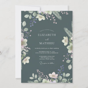 Slate Ivory Vine Wedding Invitation
