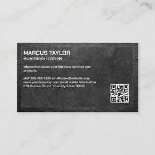 Slate Leather Border QR Code Business Card