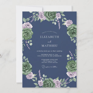 Slate Lilac Foliage Eucalyptus Wedding Invitation