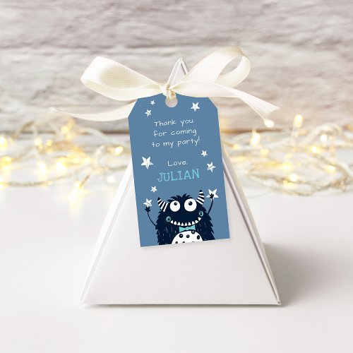 Slate  Little Monster Birthday Party Favor Tags