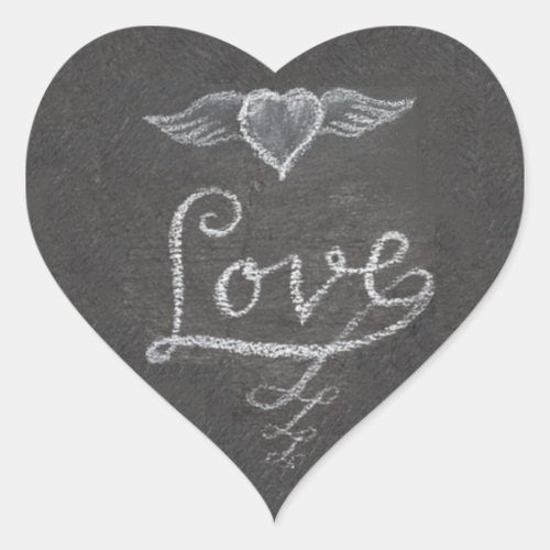 Slate Love in Chalk Heart Heart Sticker